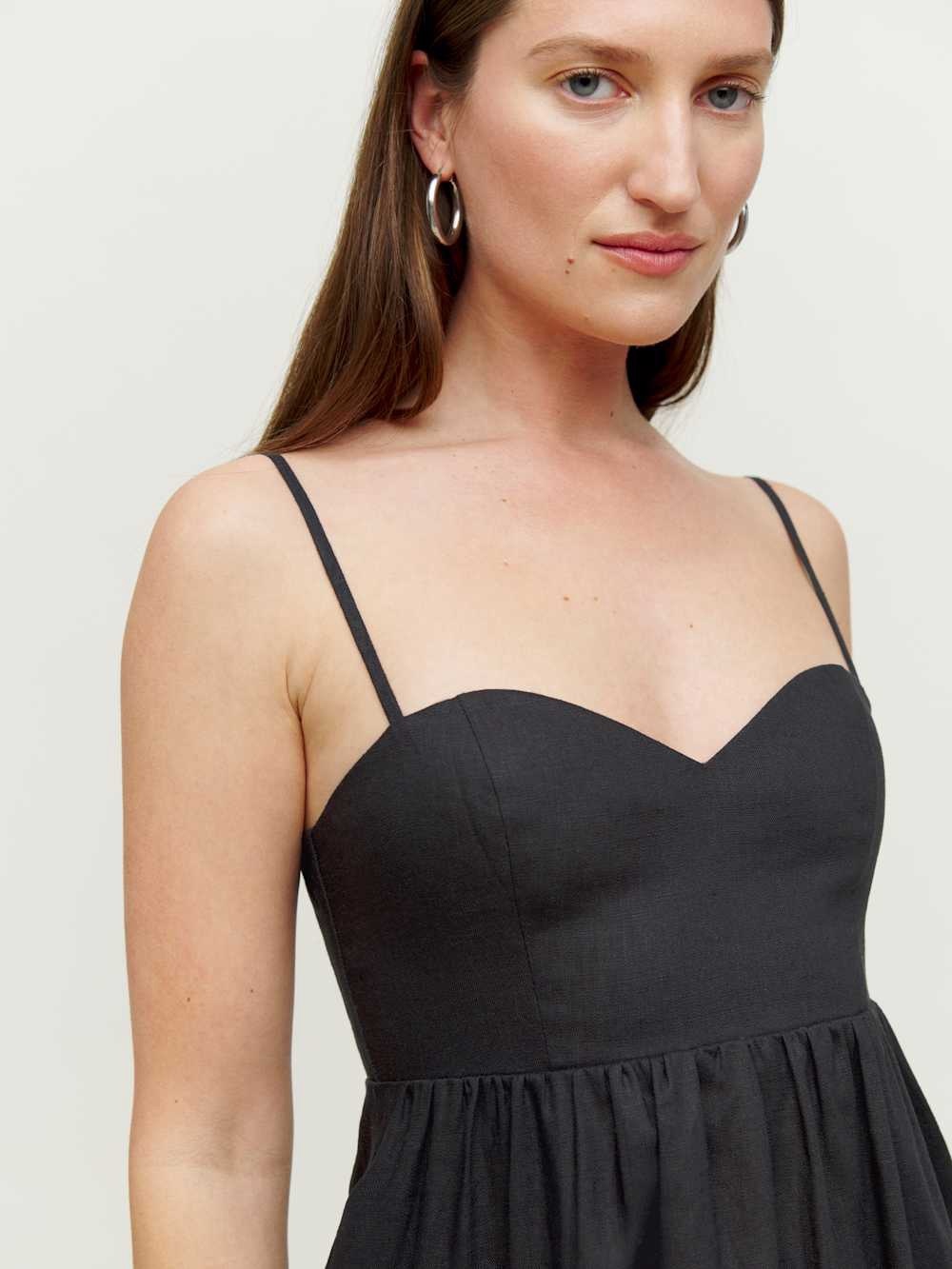 NEW Reformation Odette Black Linen Midi Dress Size 4 - Picture 3 of 9